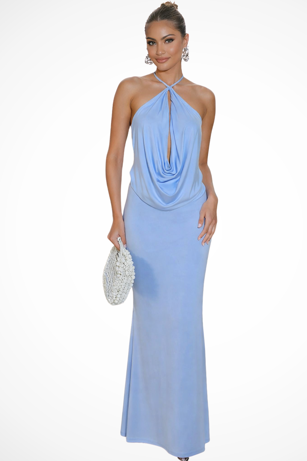 Women Halter Neck Backless Draped Summer Maxi Dress – Modern Everyday Look