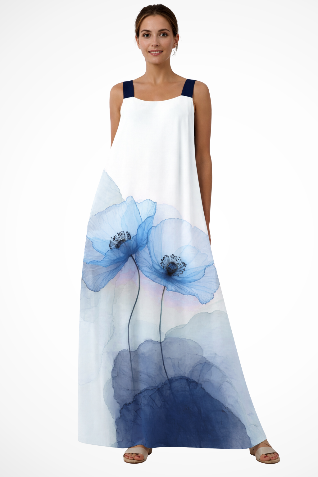 Women Floral Print Sleeveless Summer Maxi Dress – Modern Everyday Look – Purple – XS