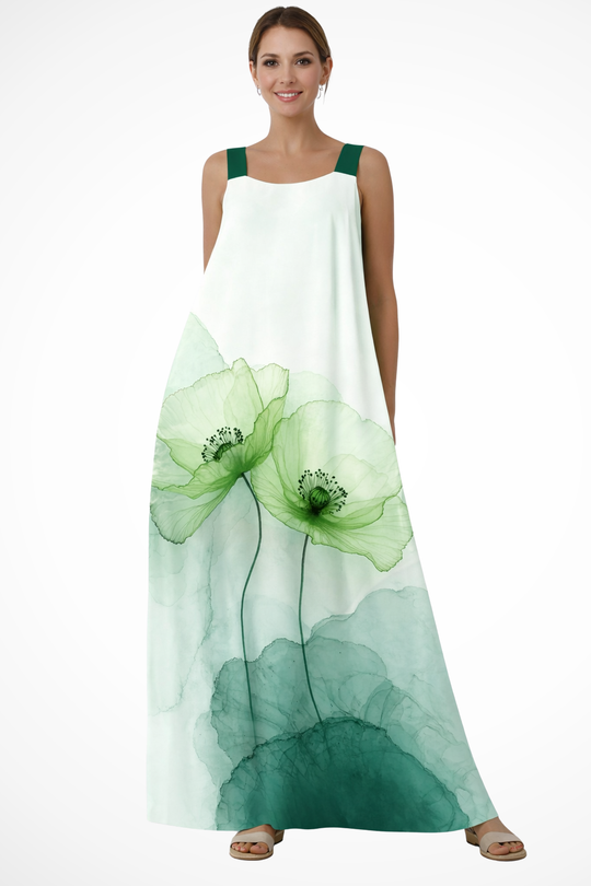 Women Floral Print Sleeveless Summer Maxi Dress – Modern Everyday Look – Yellow – XS