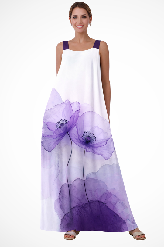 Women Floral Print Sleeveless Summer Maxi Dress – Modern Everyday Look – Pink – M