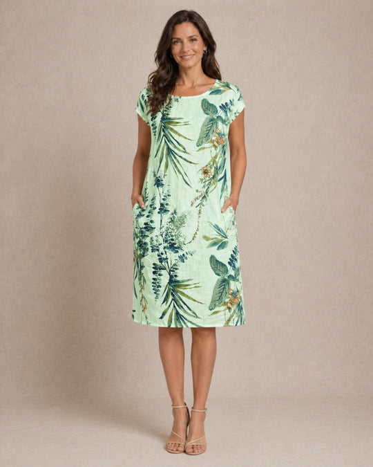 Ivy | Women Casual Relaxed Fit Summer Dress with Botanical Print