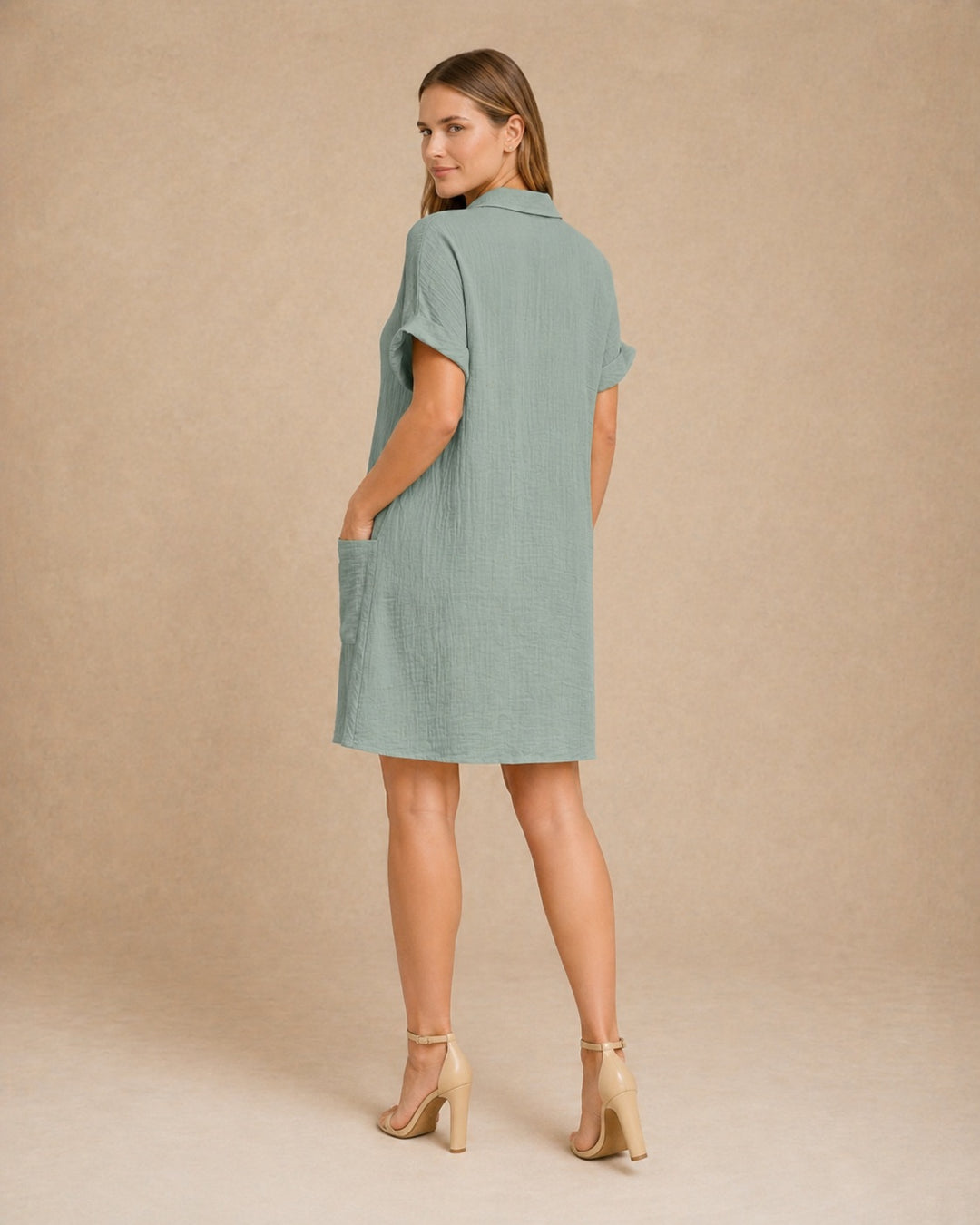 Maren | Women Button Front Short-Sleeve Summer Beach Dress