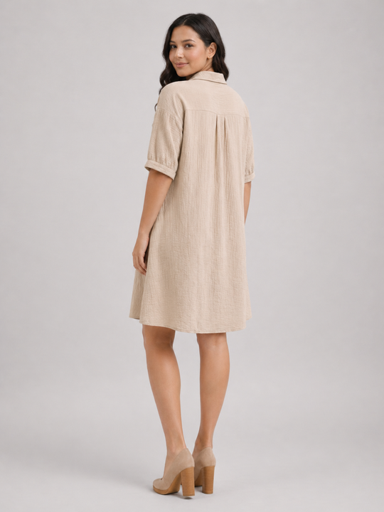 Rosalind | Women Short-Sleeve Button Up Shirt Midi Dress