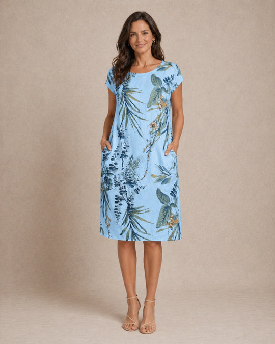 Ivy | Women Casual Relaxed Fit Summer Dress with Botanical Print