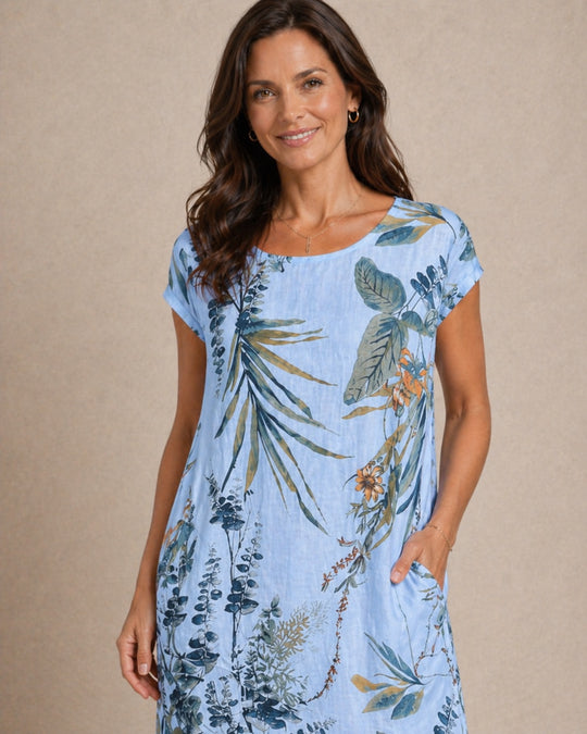 Ivy | Women Casual Relaxed Fit Summer Dress with Botanical Print
