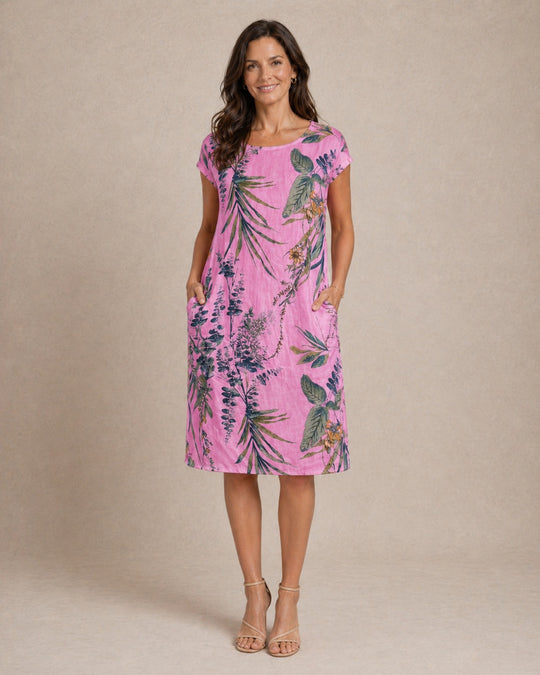 Ivy | Women Casual Relaxed Fit Summer Dress with Botanical Print