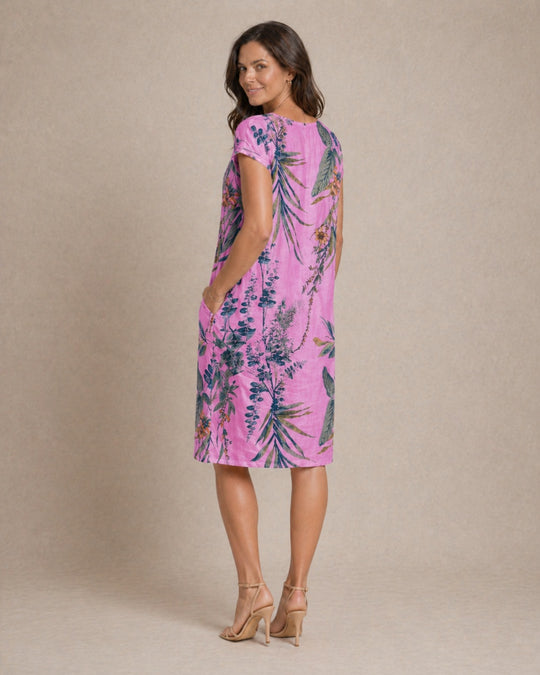 Ivy | Women Casual Relaxed Fit Summer Dress with Botanical Print
