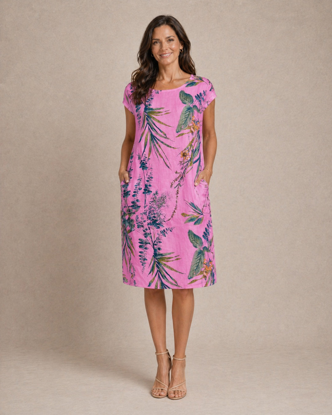Ivy | Women Casual Relaxed Fit Summer Dress with Botanical Print