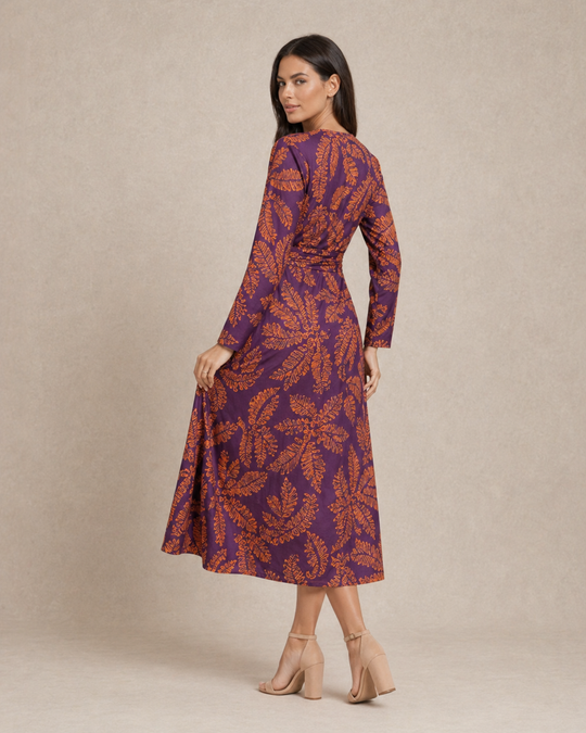 Aria | Women Wedding-Guest Tie Waist Maxi Dress with Long-Sleeves