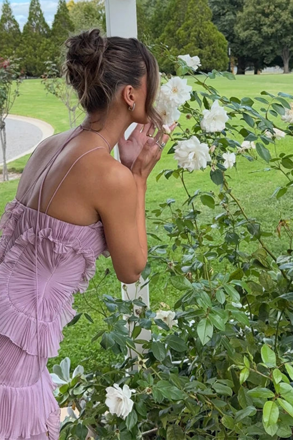 Imogen | Women Sleeveless Halter Backless Ruffled Maxi Summer Wedding-Guest Dress
