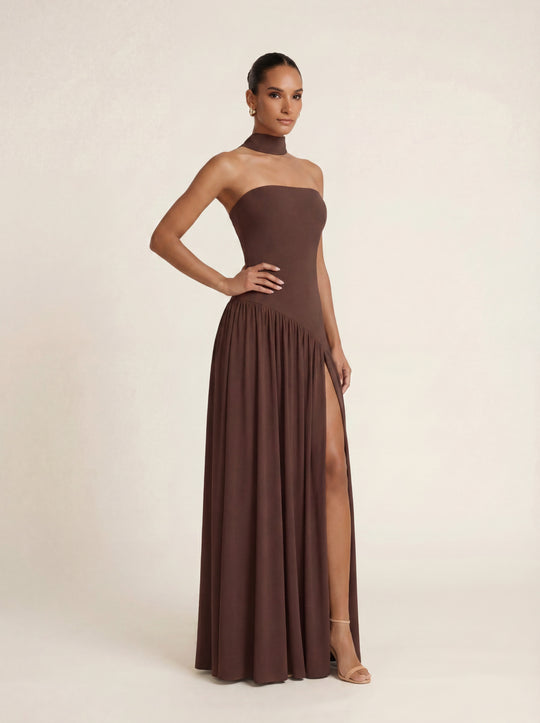 Yara | Women Strapless Maxi Dress with Side Slit