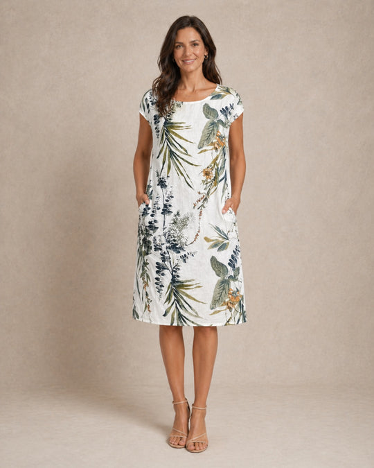 Ivy | Women Casual Relaxed Fit Summer Dress with Botanical Print