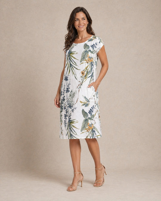 Ivy | Women Casual Relaxed Fit Summer Dress with Botanical Print