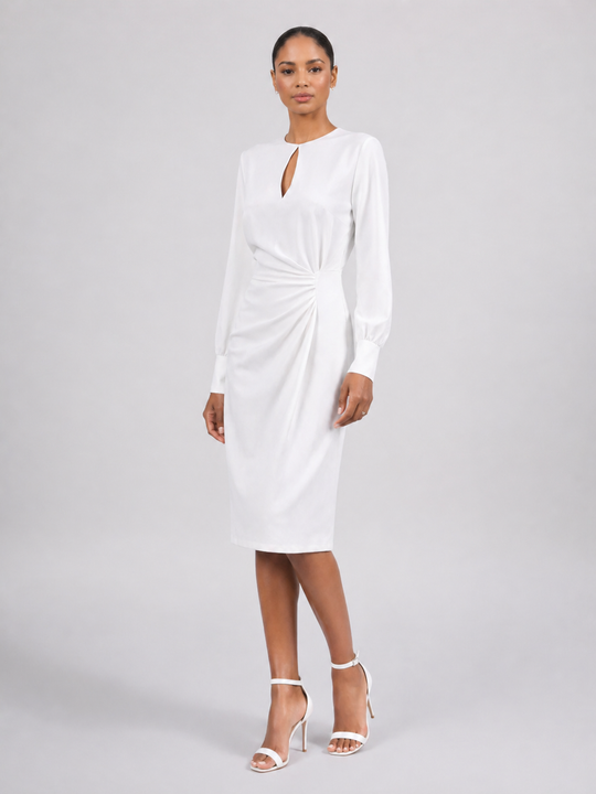 Caliora | Women Long-Sleeve Formal Midi Dress
