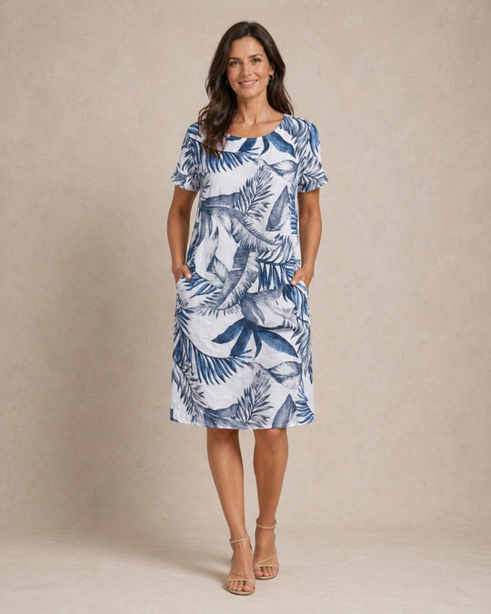 Ivy | Women Casual Relaxed Fit Summer Dress with Botanical Print