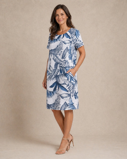 Ivy | Women Casual Relaxed Fit Summer Dress with Botanical Print