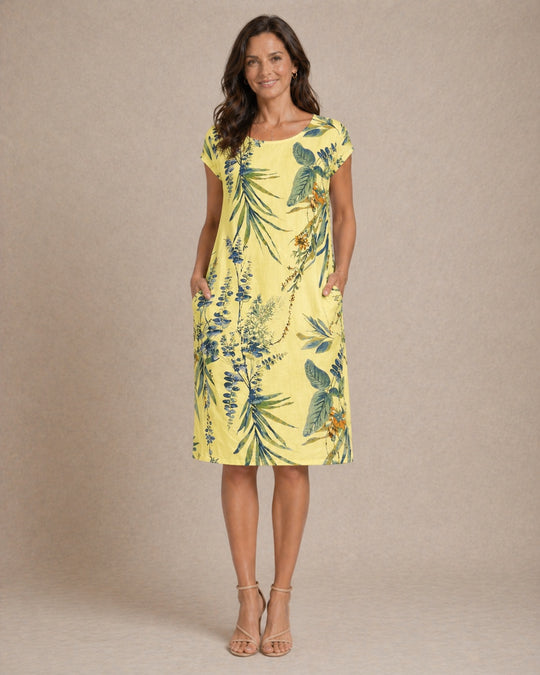 Ivy | Women Casual Relaxed Fit Summer Dress with Botanical Print