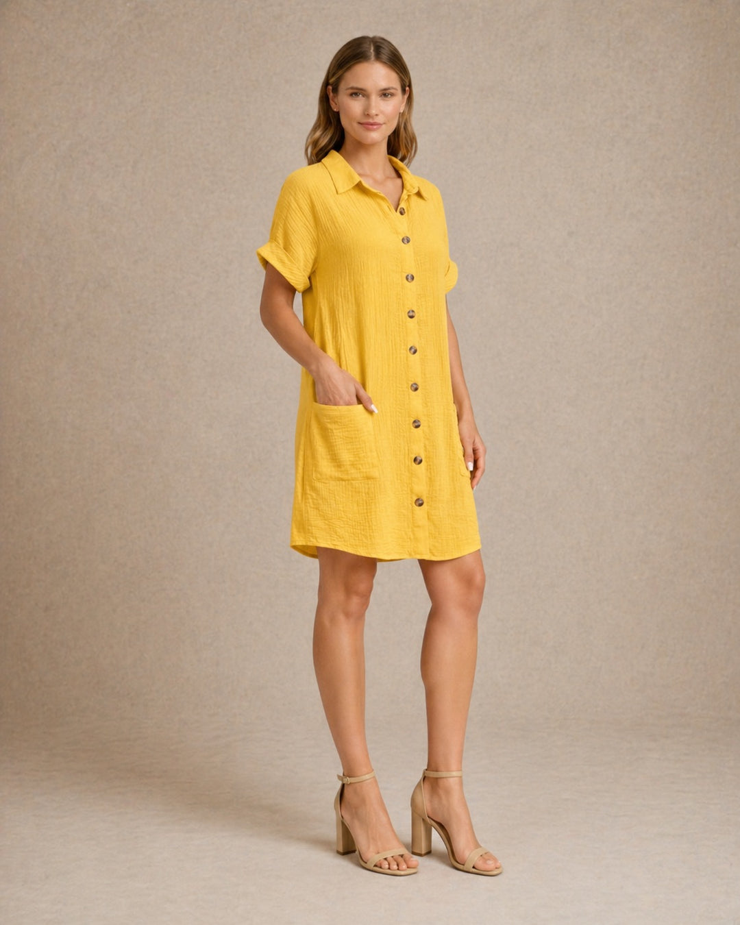 Maren | Women Button Front Short-Sleeve Summer Beach Dress