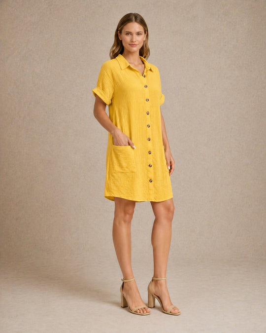 Maren | Women Button Front Short-Sleeve Summer Beach Dress