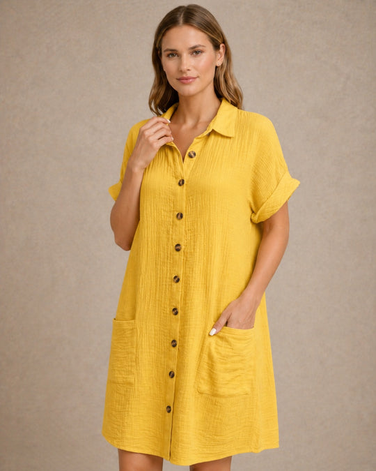 Maren | Women Button Front Short-Sleeve Summer Beach Dress